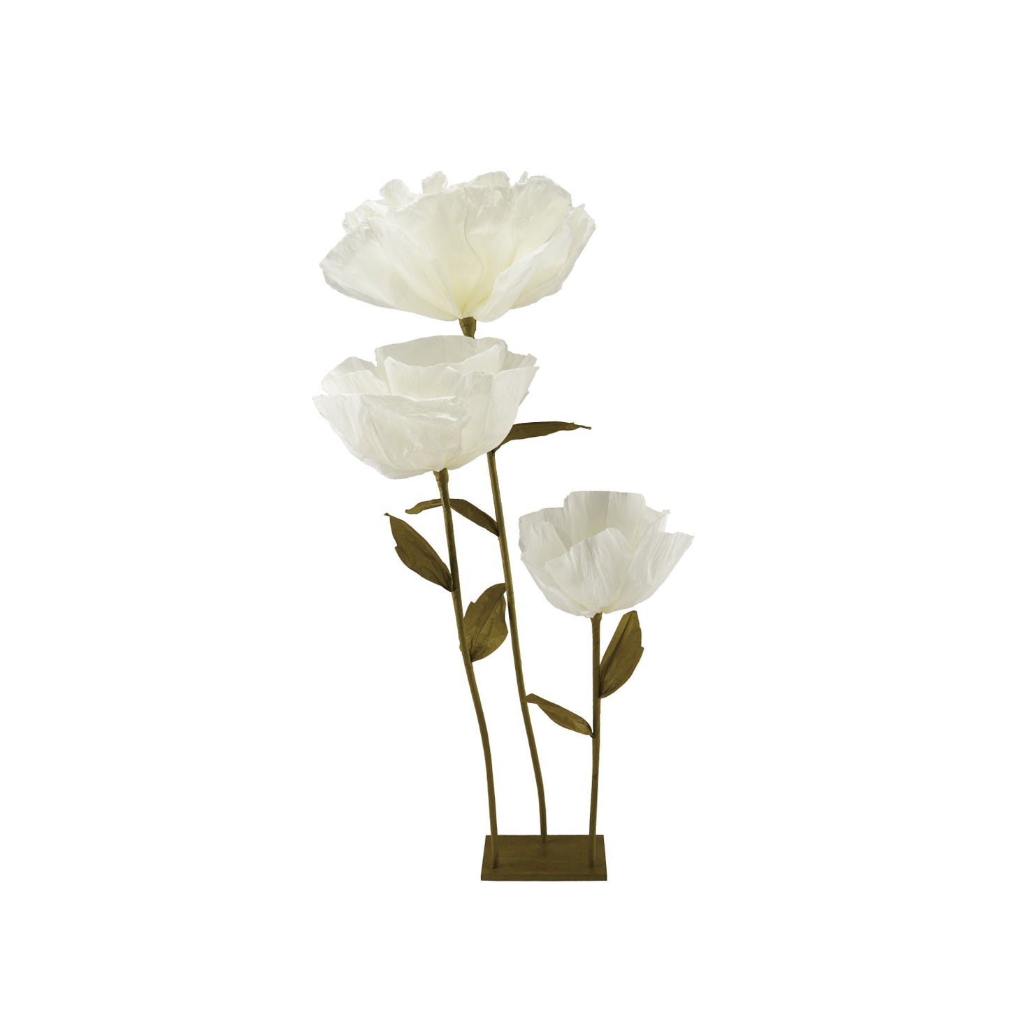 Green & Cream Paper Flowers with Stand