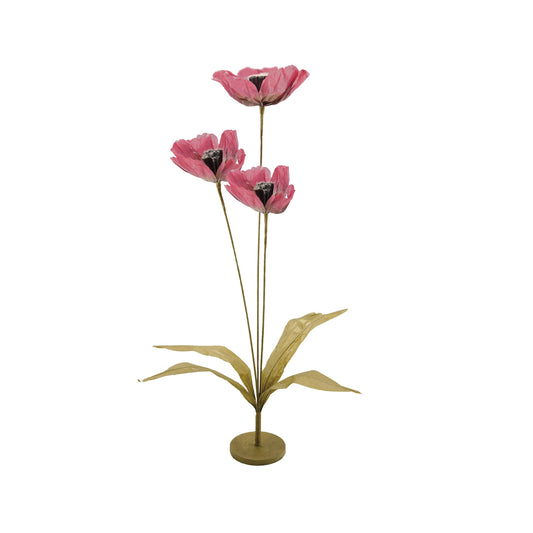 Green & Red Paper Flowers with Stand