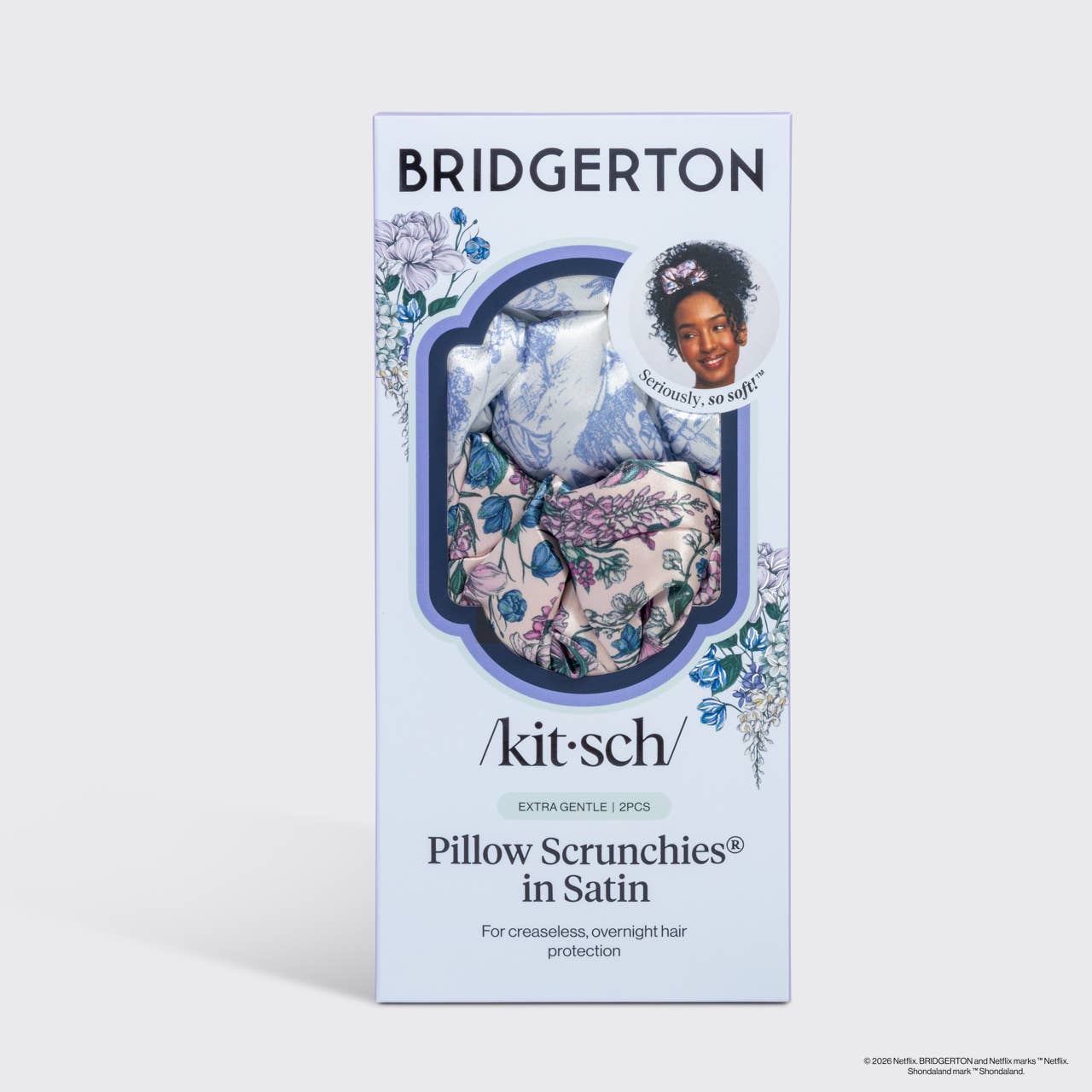 Bridgerton x Kitsch Satin Pillow Scrunchies® in Toile in Bloom
