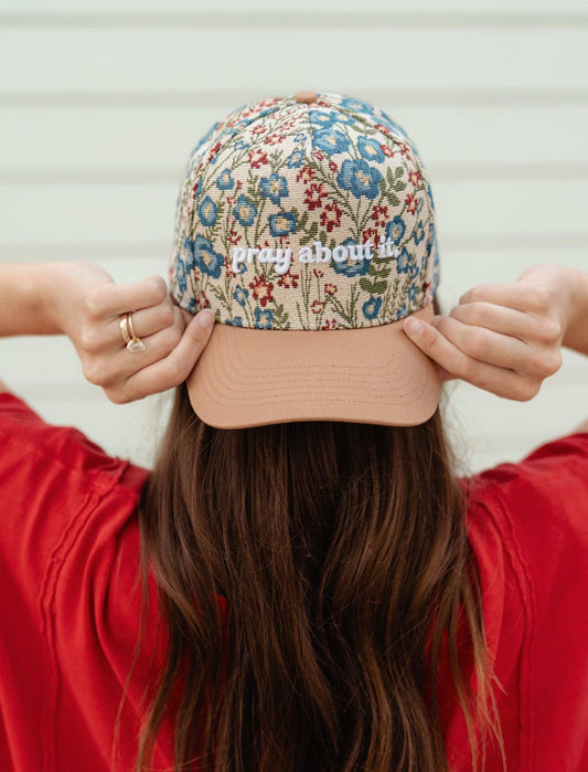 Floral "Pray about it" Embroidered Hat