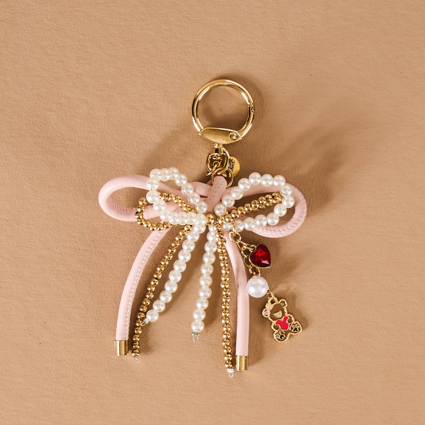 Layered Blushing Bow Bag Charm