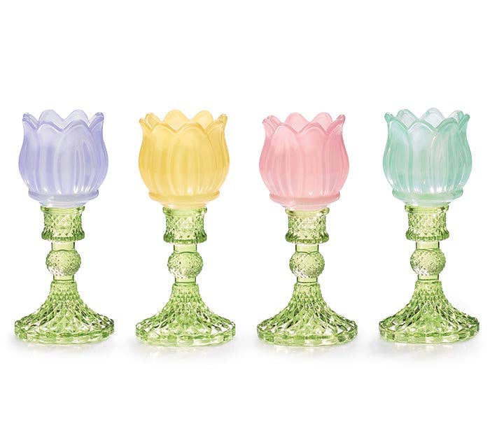 Glass Tulip Candle Holders
