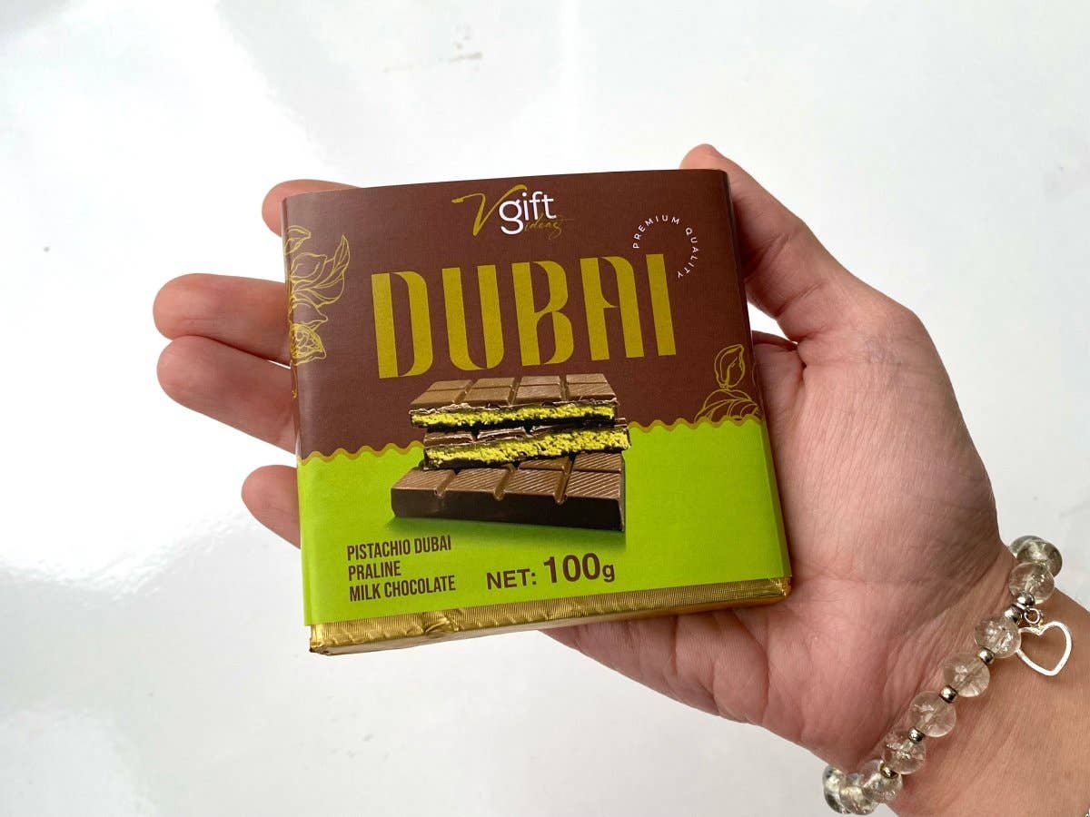 Pistachio Praline Dubai Chocolate Bar -100g