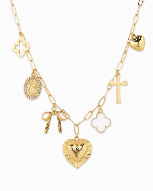 Multi Gold Chunky Charm Necklace