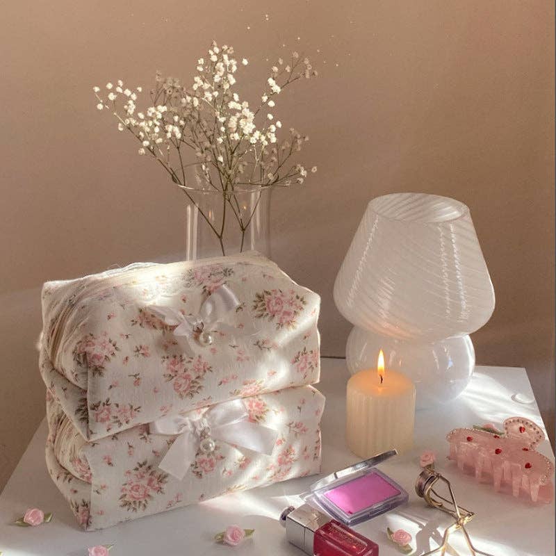 Pink Bow Makeup Bag