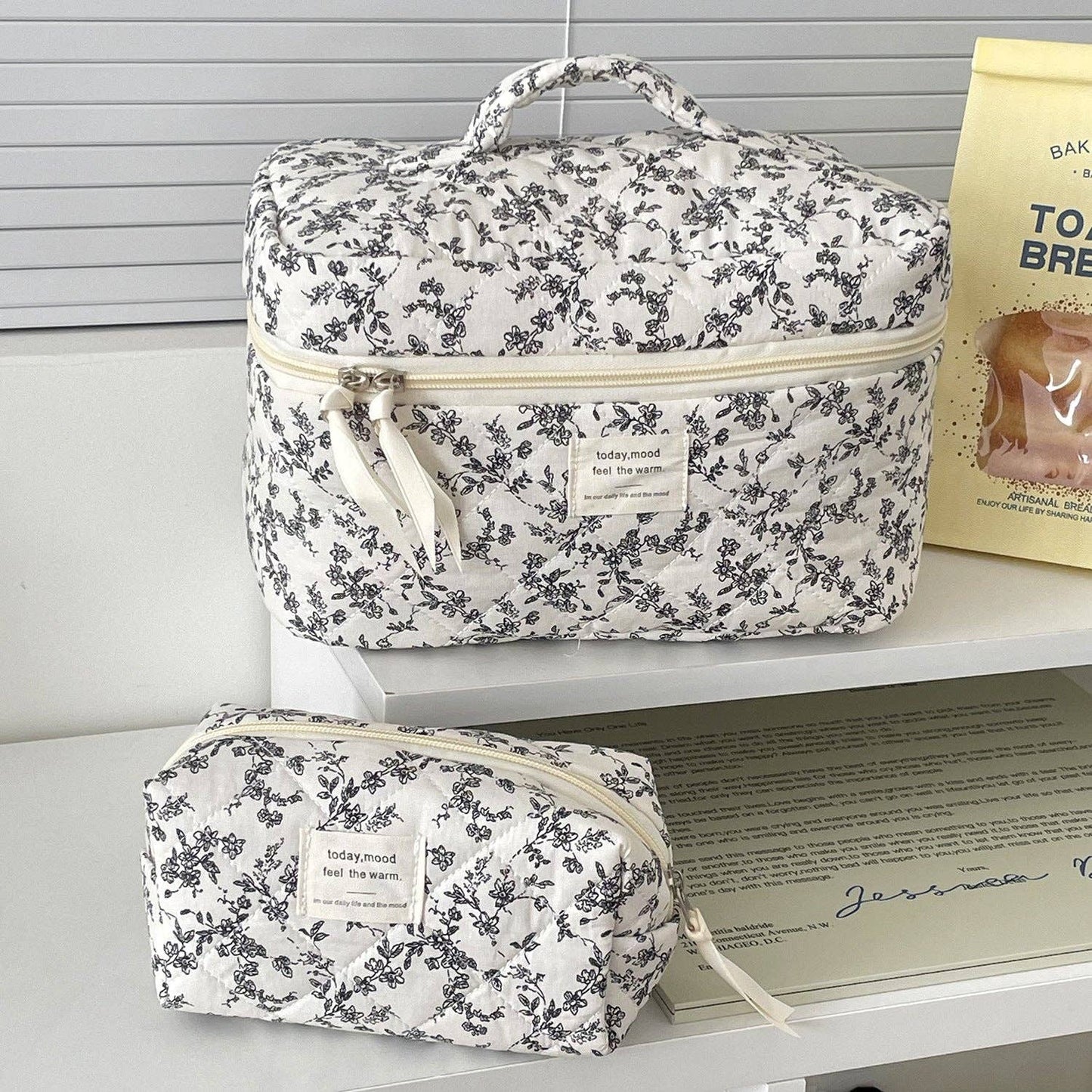 Floral Block Make Up Bag