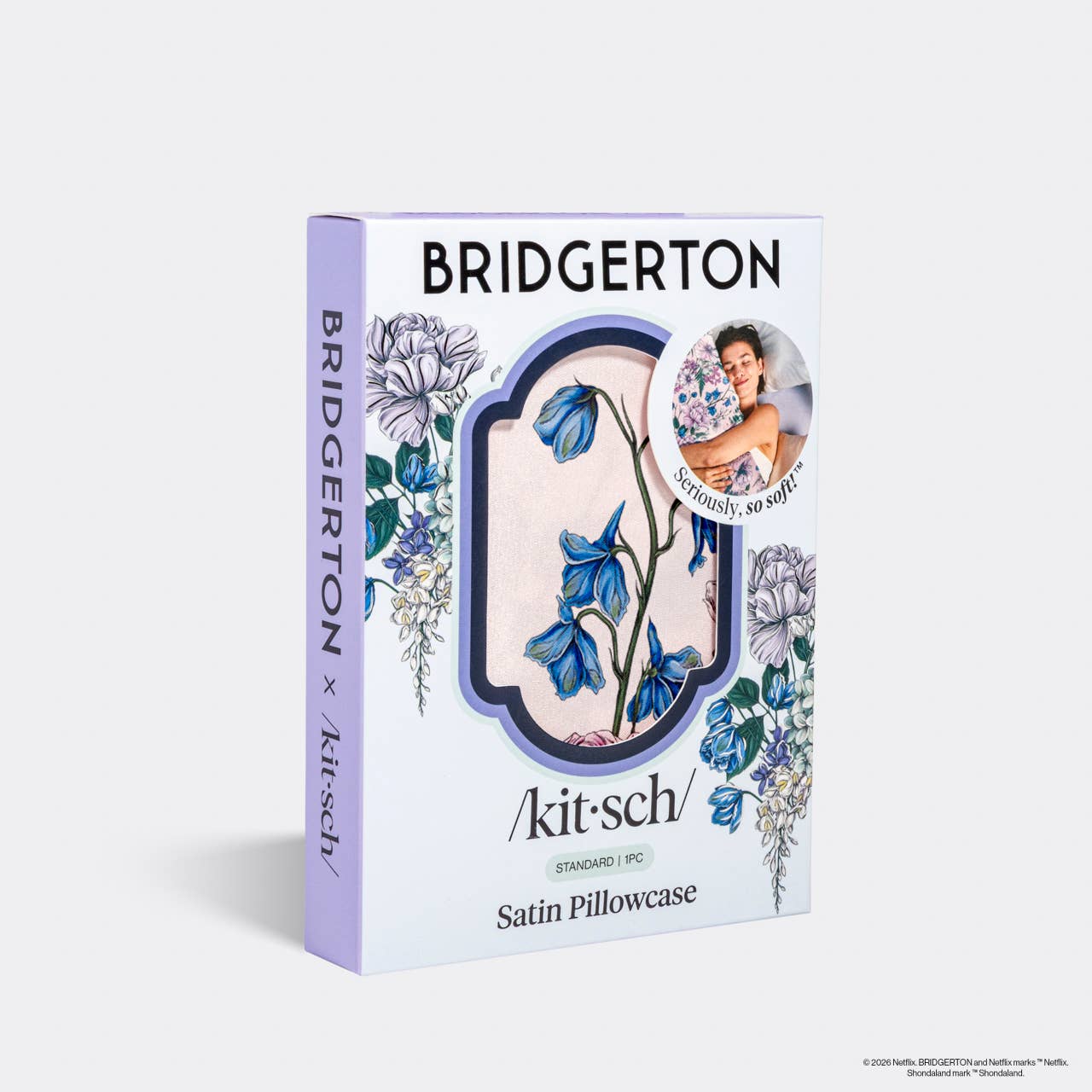 Bridgerton x Kitsch Satin Pillowcase in Wisteria- Standard