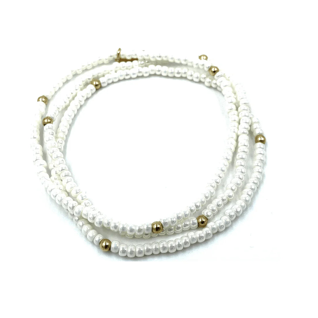 OG Classic Bracelet Stack in Pearl White + Gold Filled
