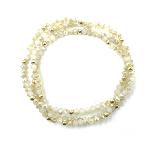 OG Shimmer Bracelet Stack in Winter White + Gold Filled
