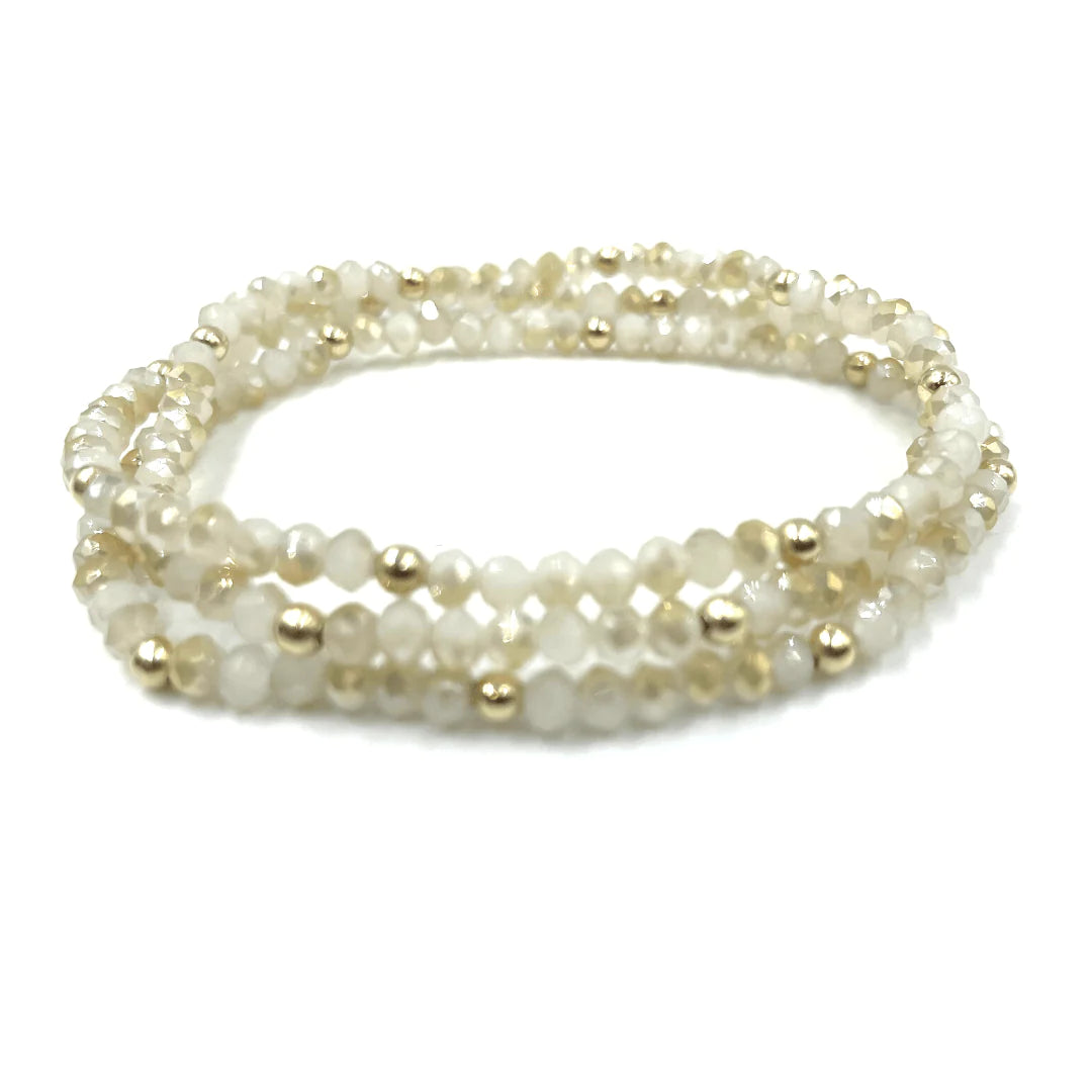 OG Shimmer Bracelet Stack in Winter White + Gold Filled