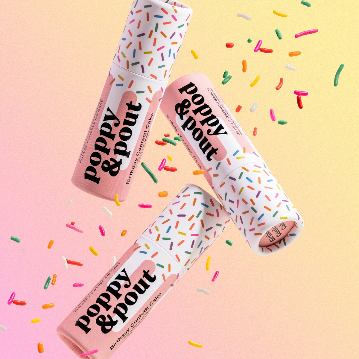 Poppy & Pout Lip Balm, Birthday Confetti Cake