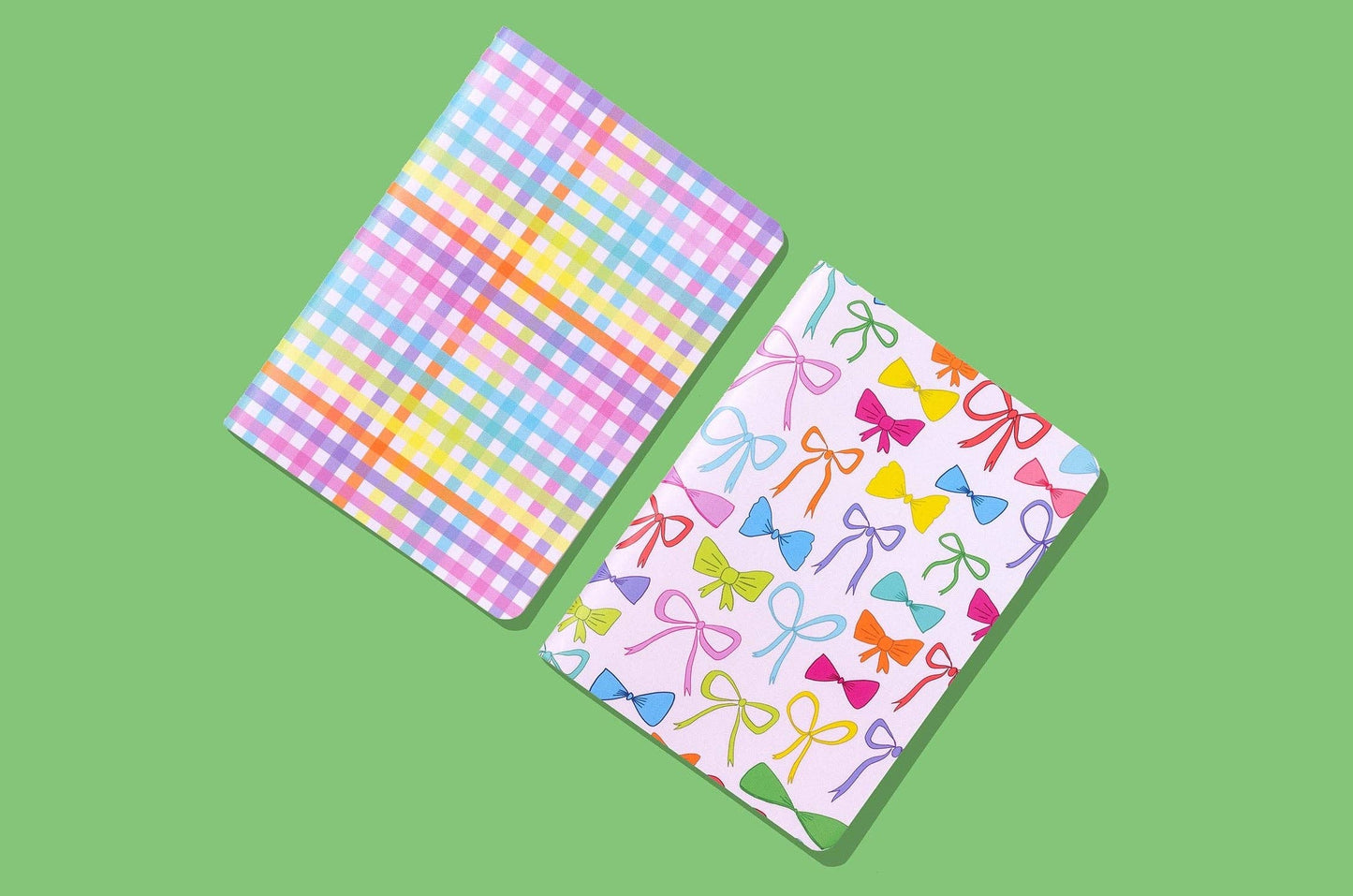 Colorful Bows + Colorful Gingham Notebook Set