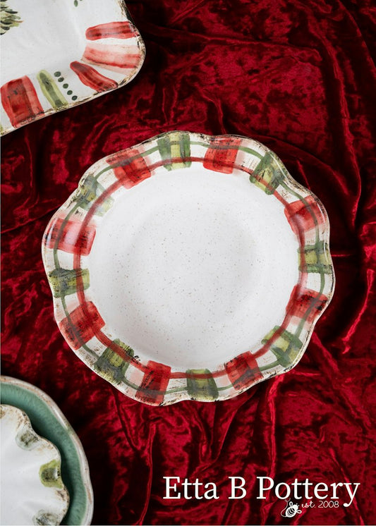 Festive Plaid Rim Vegetable Bowl