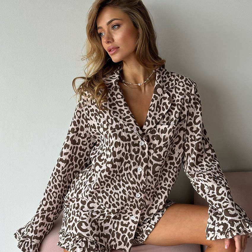 Leopard Pajama Short Set