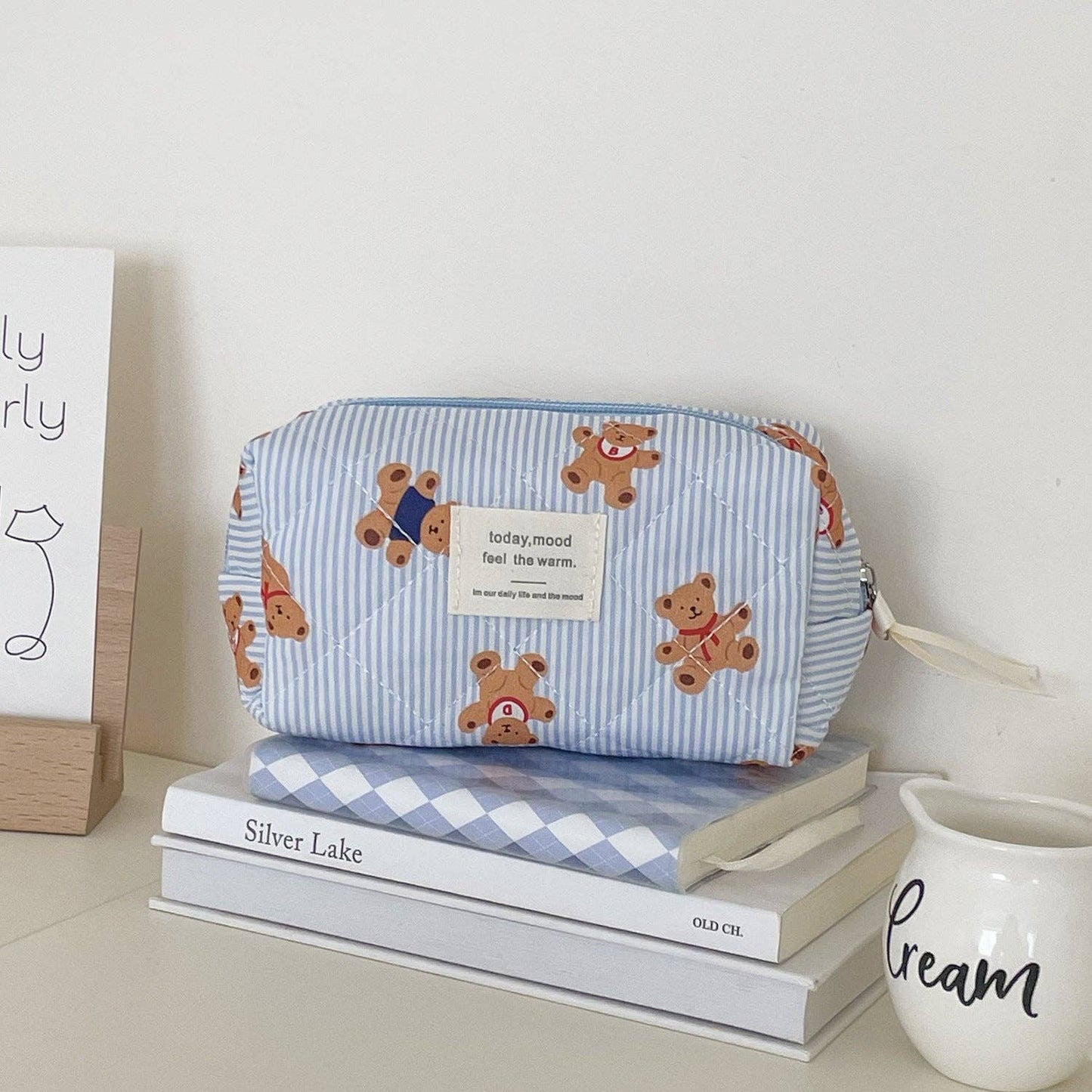 Striped Bear Make Up Bag