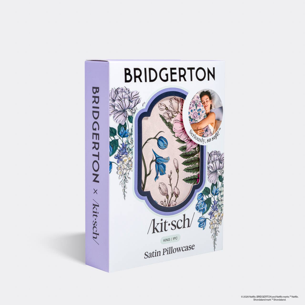 Bridgerton x Kitsch Satin Pillowcase in Wisteria - King