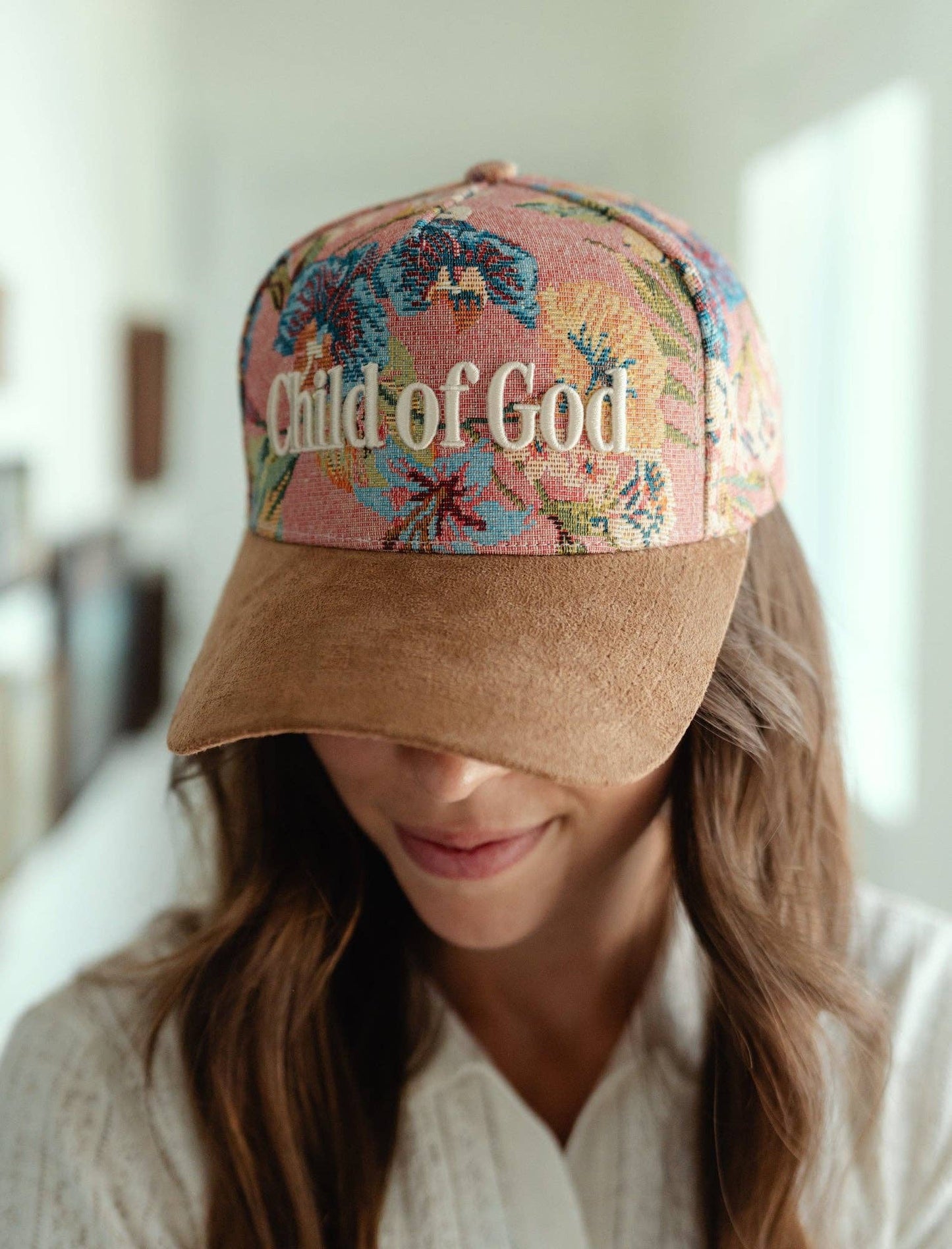 Floral "Child of God"  Embroidered Hat