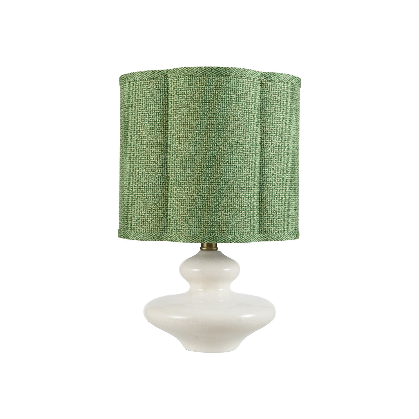 Stoneware lamp with scalloped Green shade