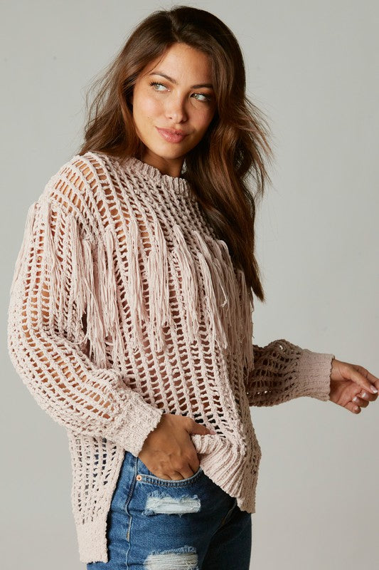 Fringe Open Stitch Top