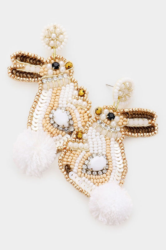 Pom Tail Bunny Earrings