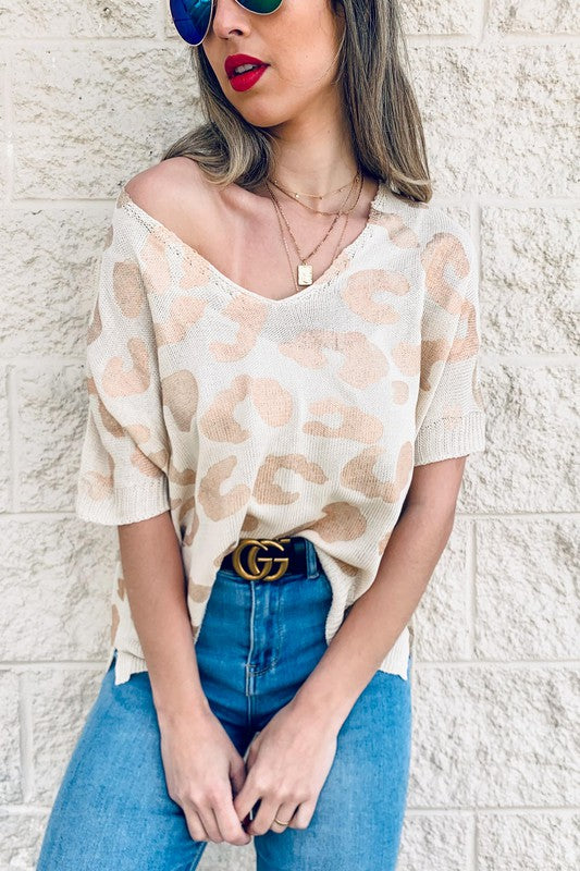 Ivory & Gold Short Sleeve Top