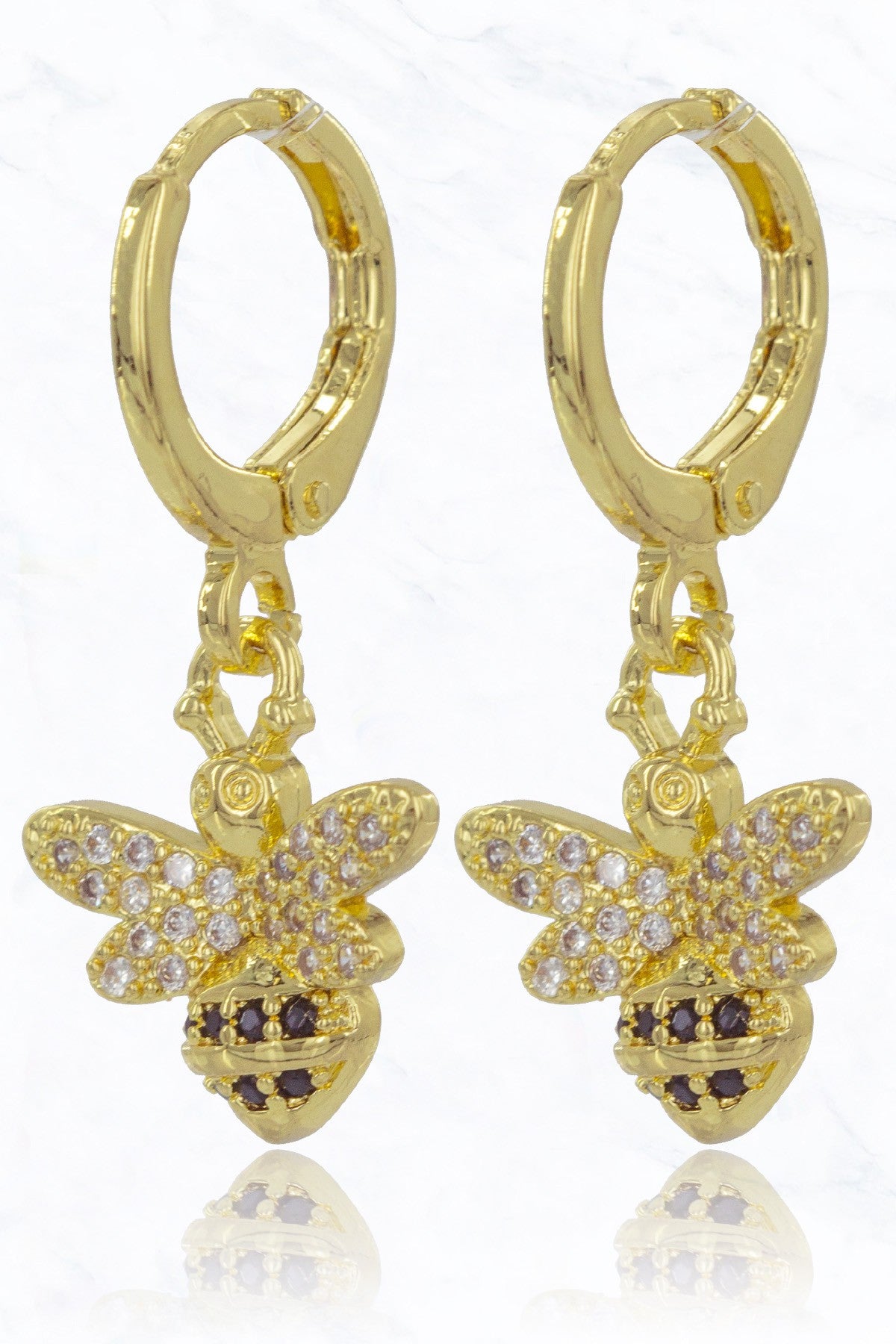Tiny Gold Bee Earrings