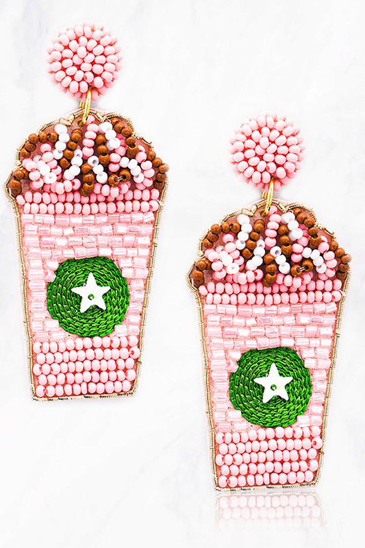 Big Frappuccino Beaded Earrings