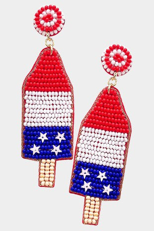 4th of July Beaded Earrings