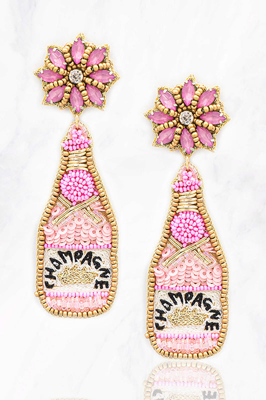 Champagne Bottle Beaded Earrings