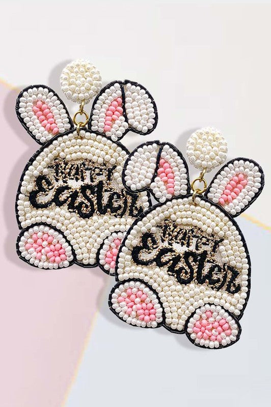 "Happy Easter" Bunny Earrings