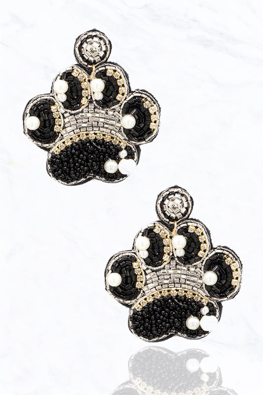 Paw Print Beaded Earrings