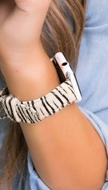 Zebra Leather Apple Watch Band