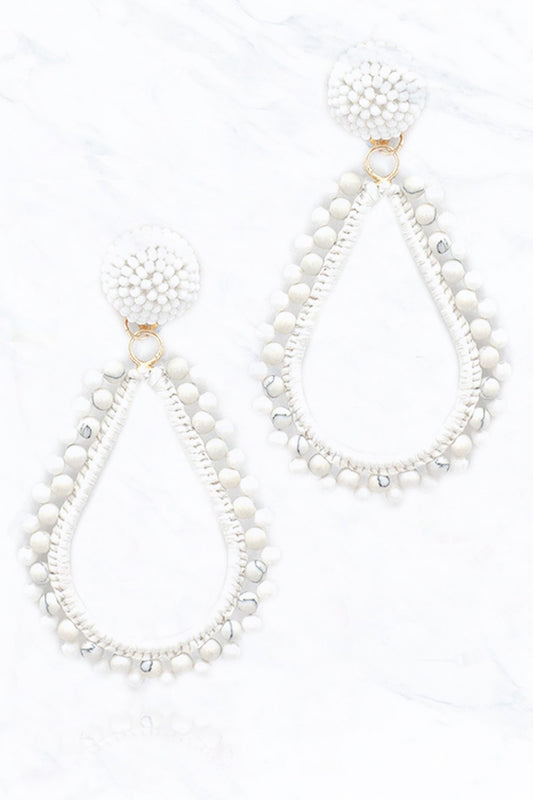 Tear Drop Beaded Earrings