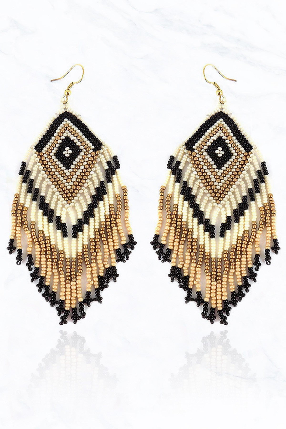 Aztec Fringe Beaded Earrings