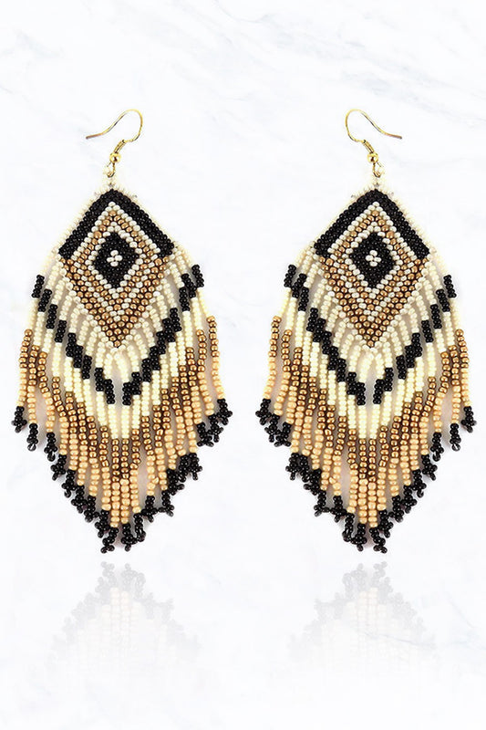 Aztec Fringe Beaded Earrings