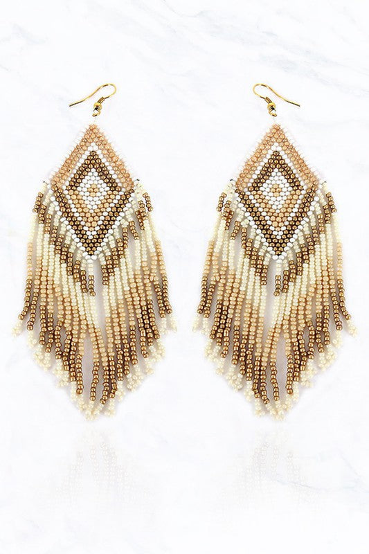 Aztec Fringe Beaded Earrings