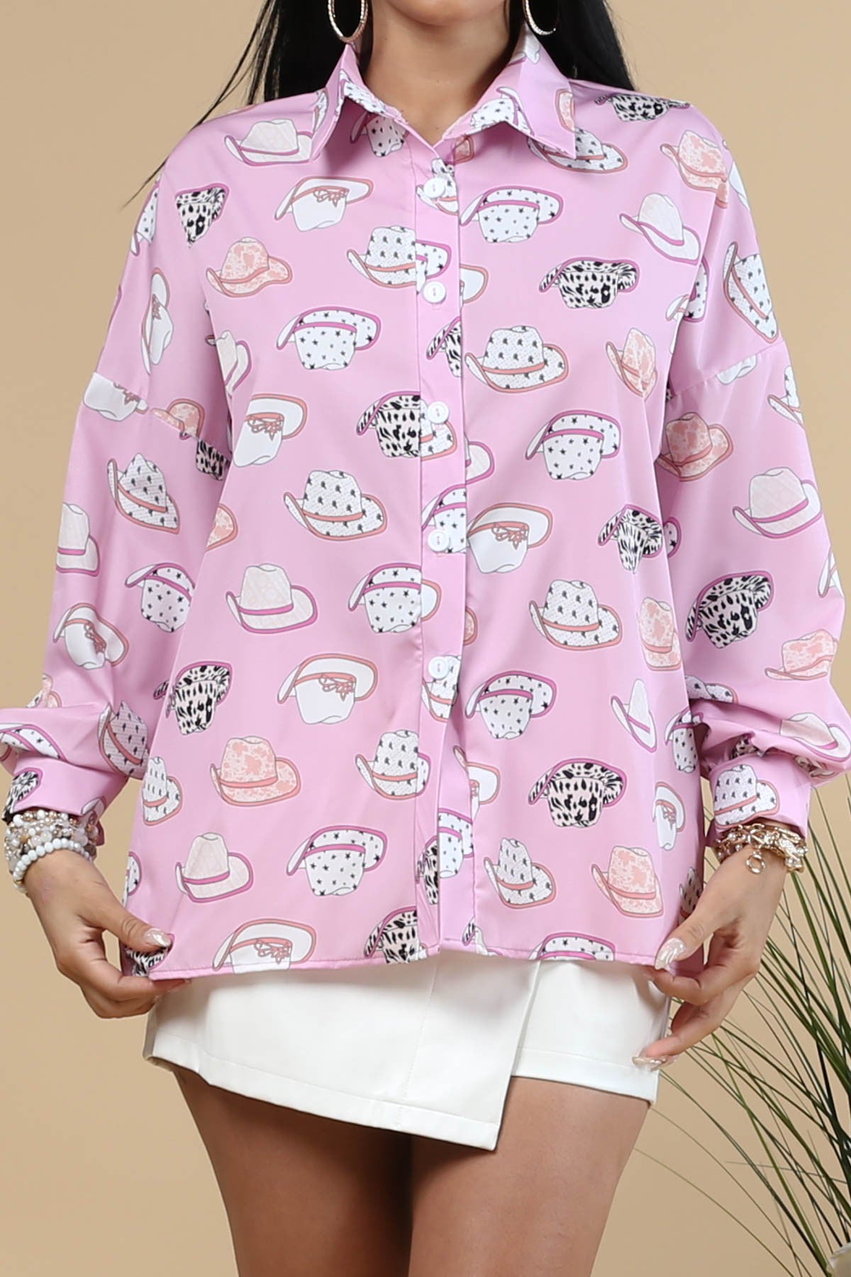 Cowgirl Hat Button-Up Top