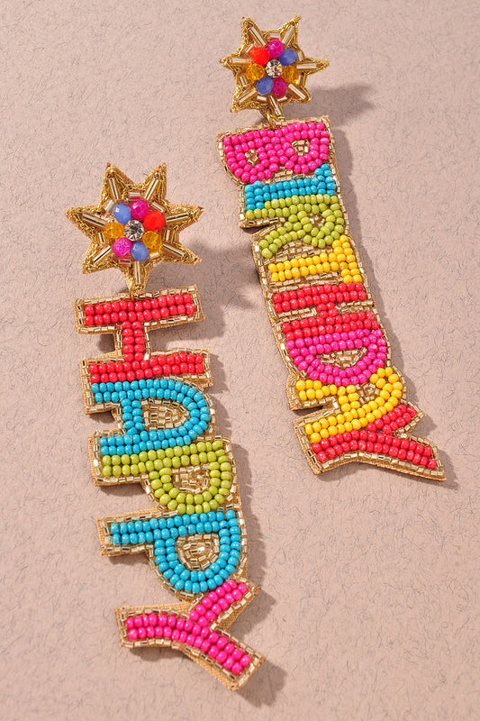 "Happy Birthday" Beaded Earrings