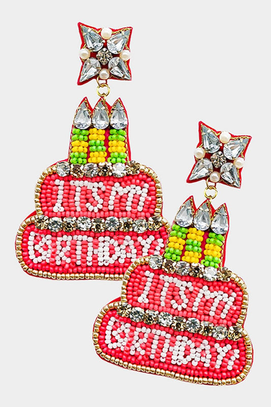 "It's My Birthday" Beaded Earrings