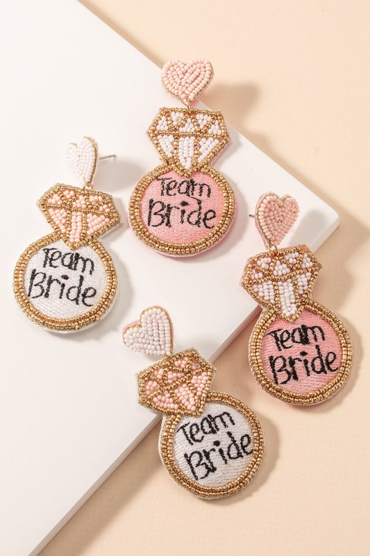Bridal Ring Beaded Earrings
