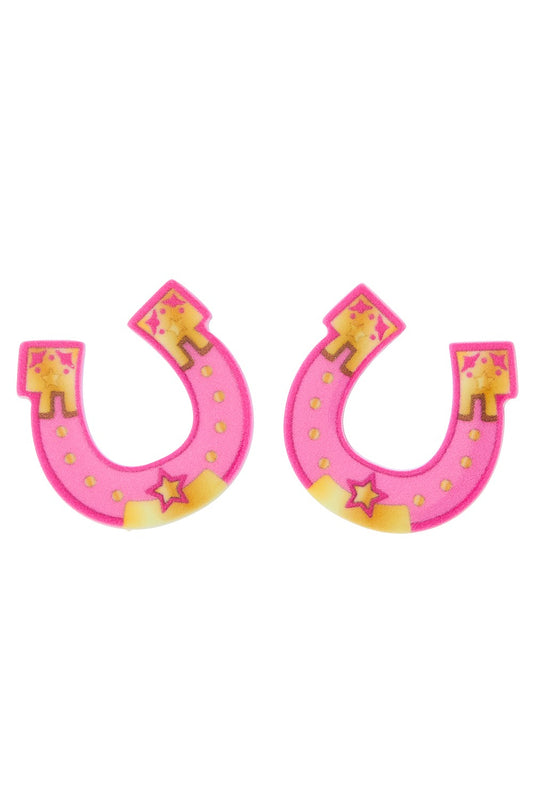 Pink Horseshoe Acrylic Studs