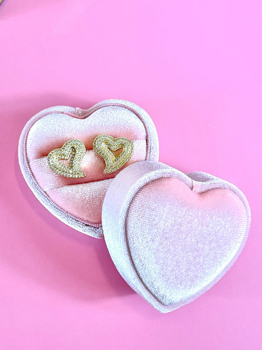 Pave Heart Studs