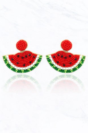 Watermelon Beaded Earrings