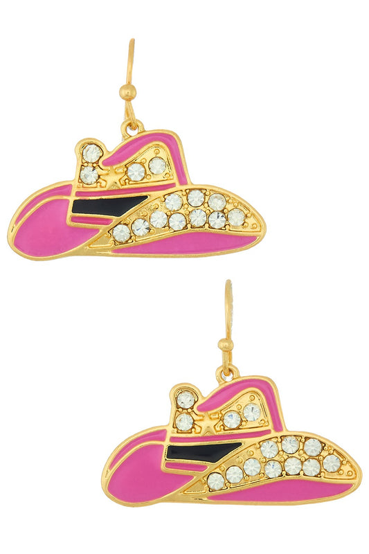 Rhinestone Cowgirl Hat Earrings