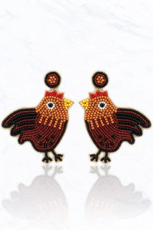 Rooster Beaded Earring