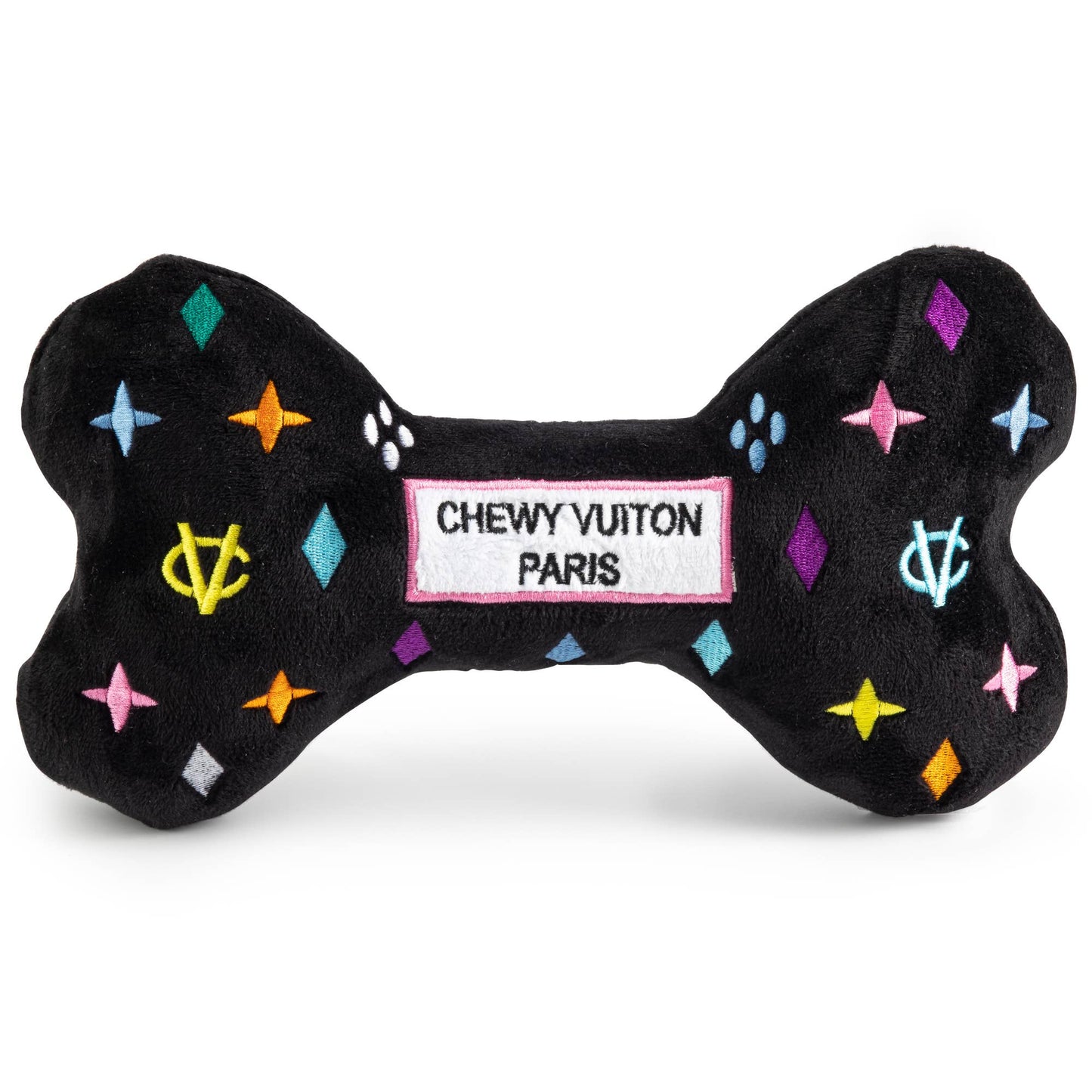 Black Chewy Vuiton Bone Dog Toy
