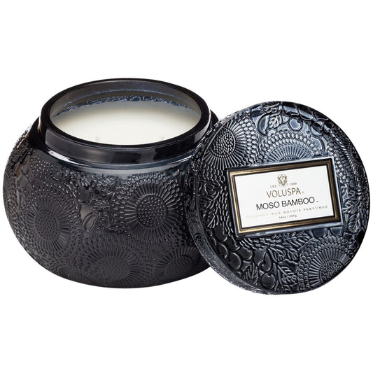 Embossed Glass Chawan Bowl Candle
