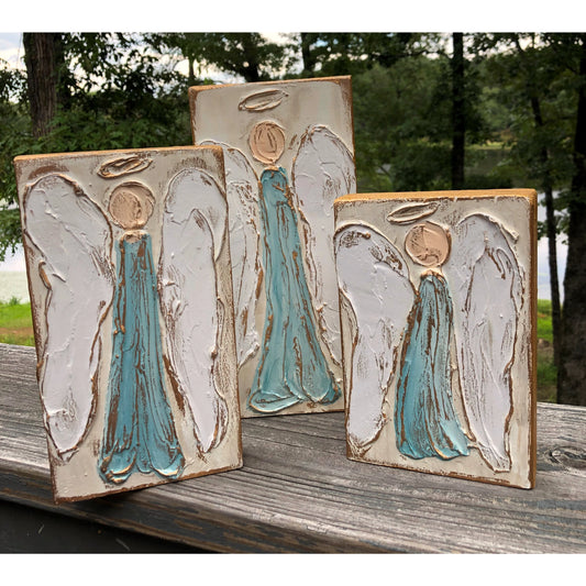 Angel Painted Wood Block Art
