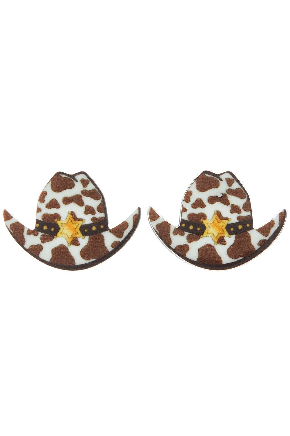 Brown Cowgirl Hat Acrylic Studs