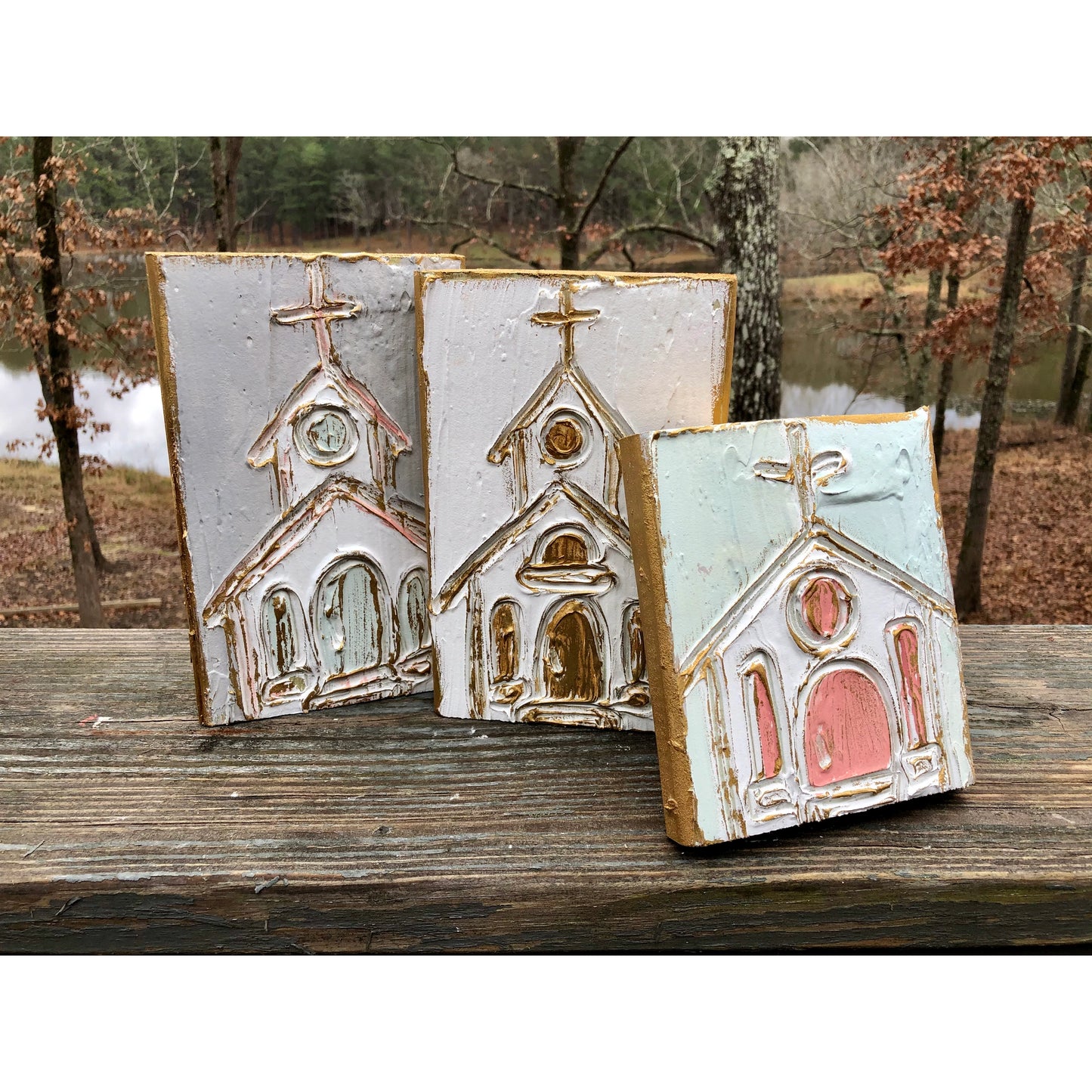 5x7 Painted Church Wood Block